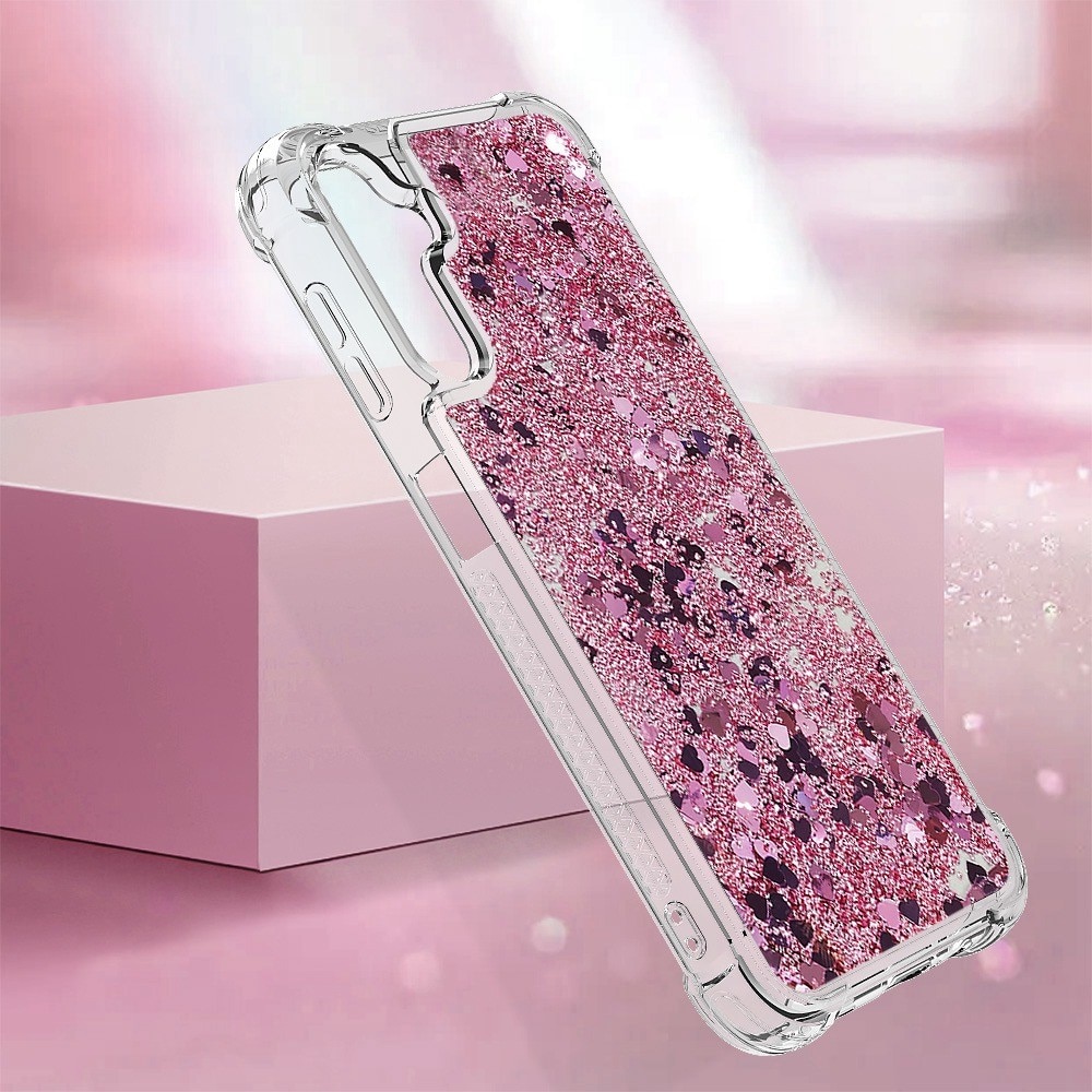Glitter Powder TPU Deksel Samsung Galaxy A14 rosa