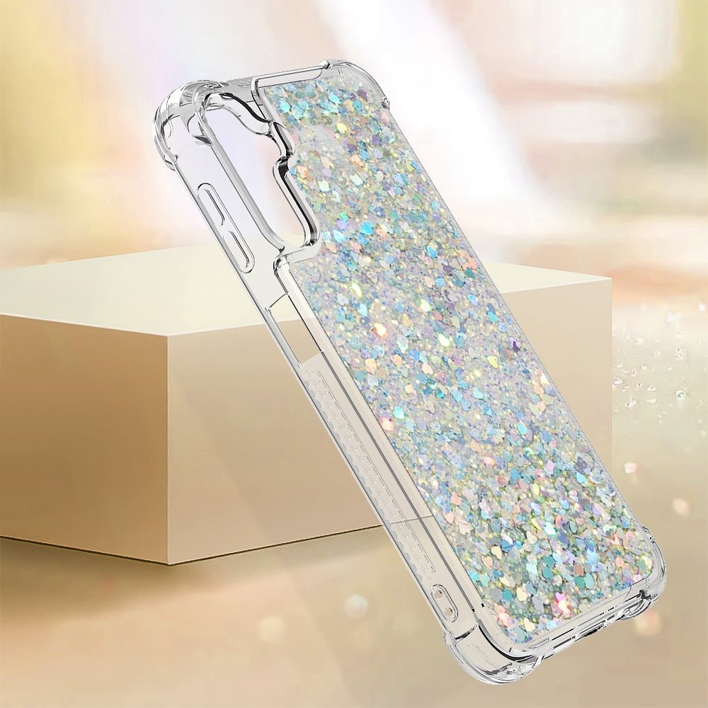 Glitter Powder TPU Deksel Samsung Galaxy A14 sølv