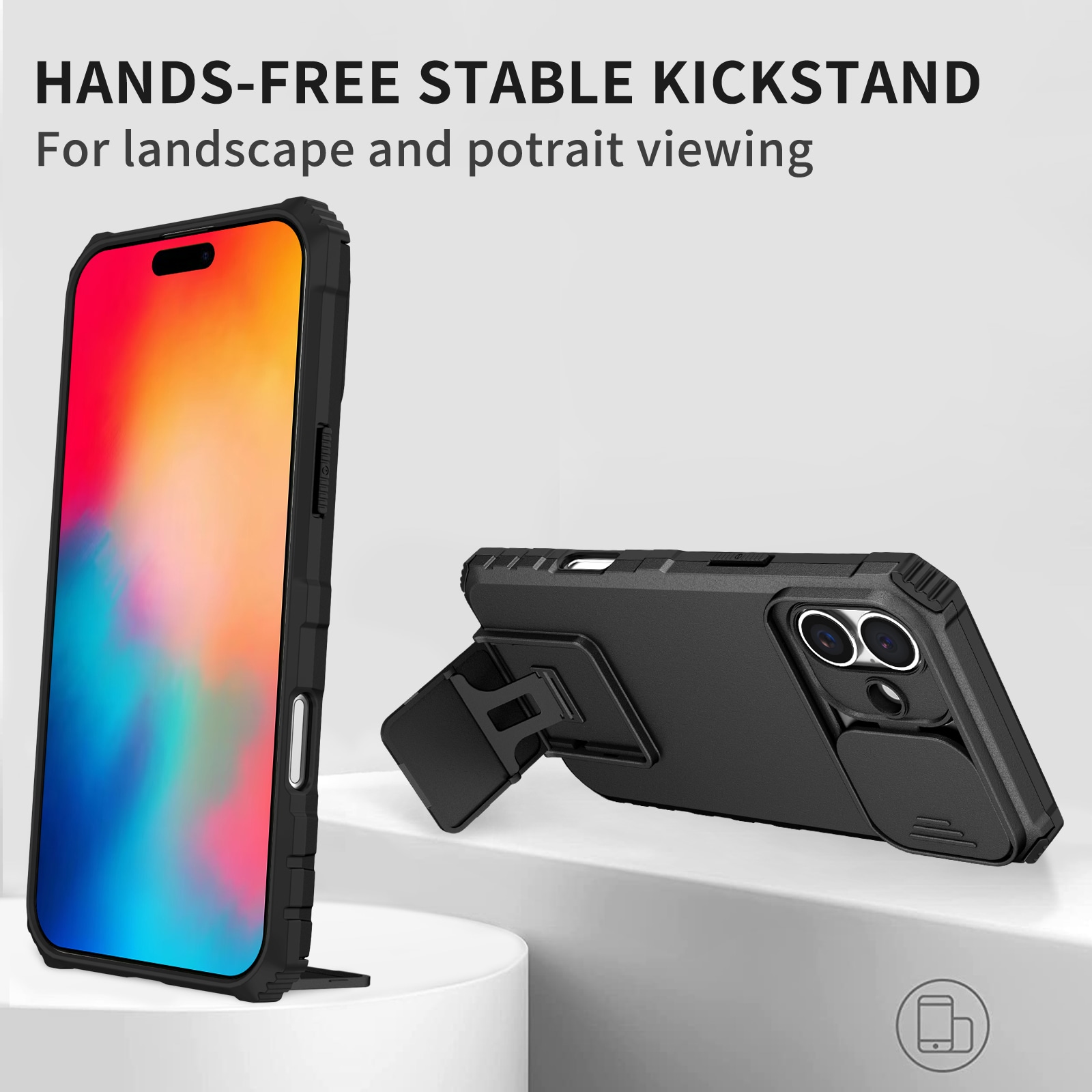 iPhone 17 Kickstand Deksel kamerabeskyttelse Svart