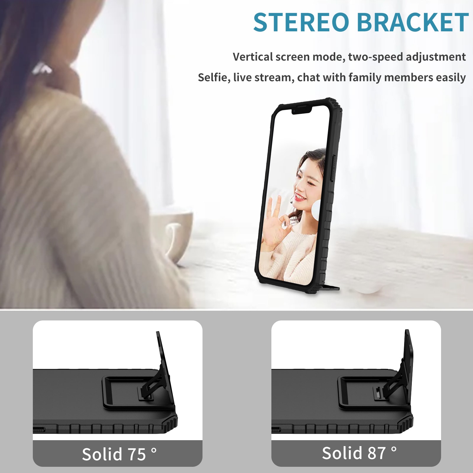 iPhone 17 Kickstand Deksel kamerabeskyttelse Svart