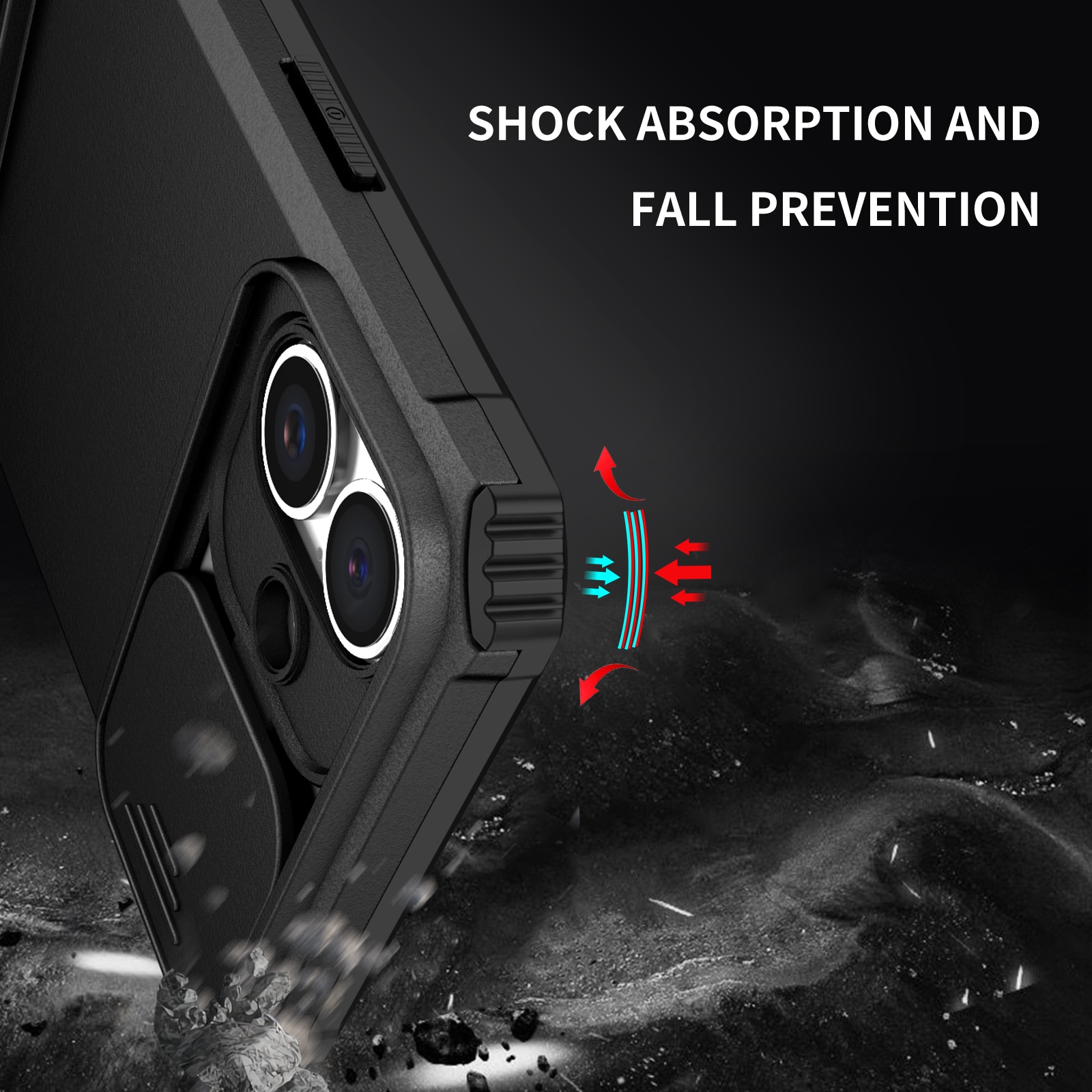 iPhone 17 Kickstand Deksel kamerabeskyttelse Svart