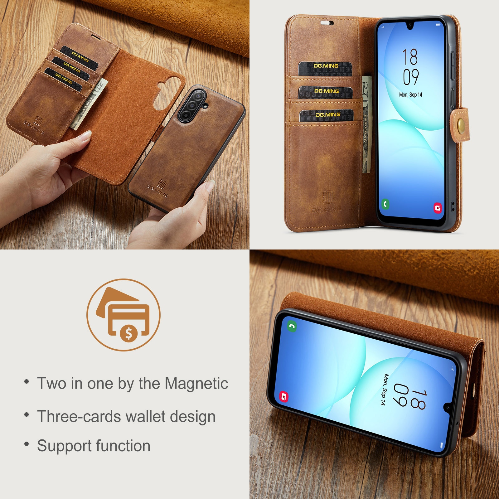 Magnet Wallet Samsung Galaxy A17 Cognac