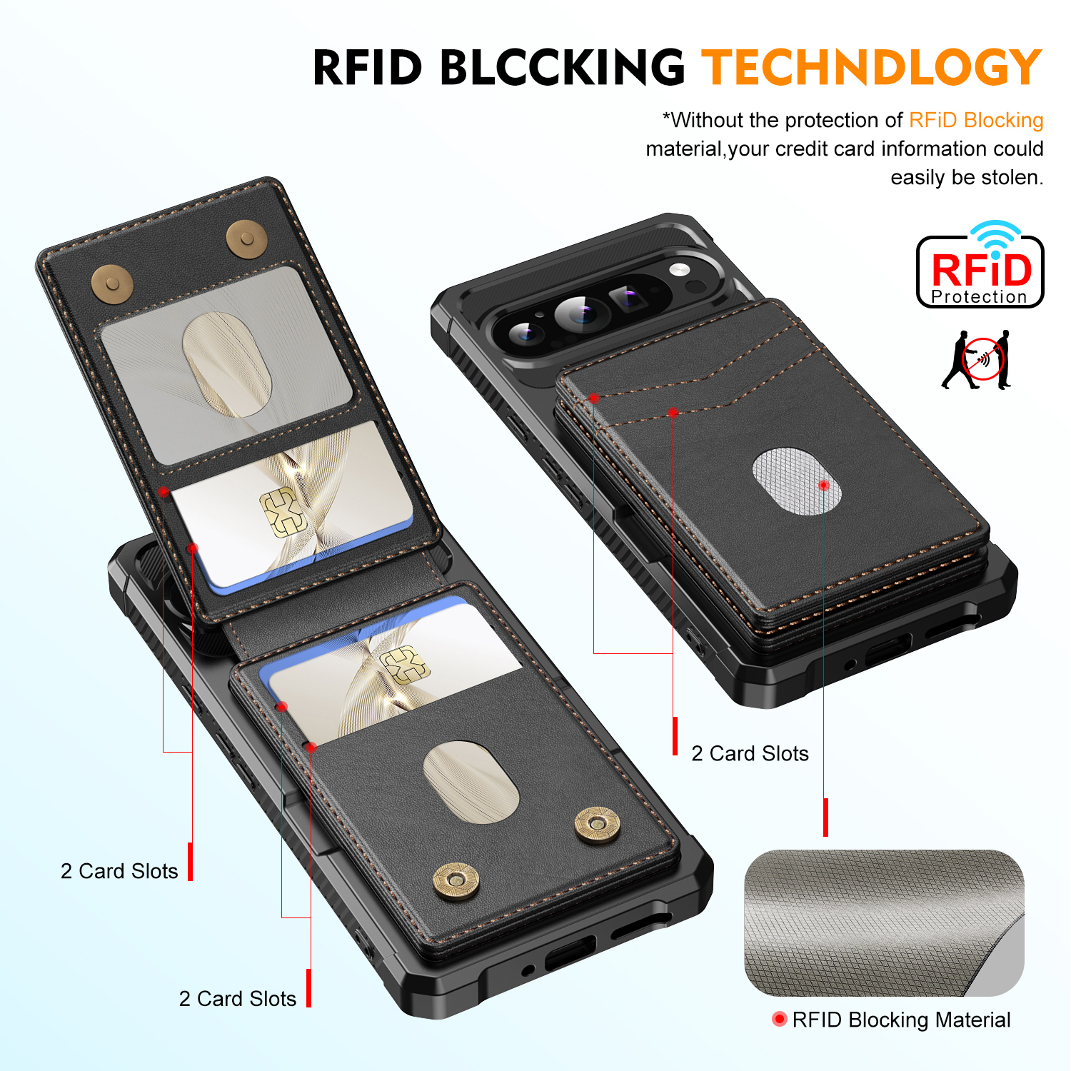 Magnetisk deksel med kortholder Google Pixel 10 Svart