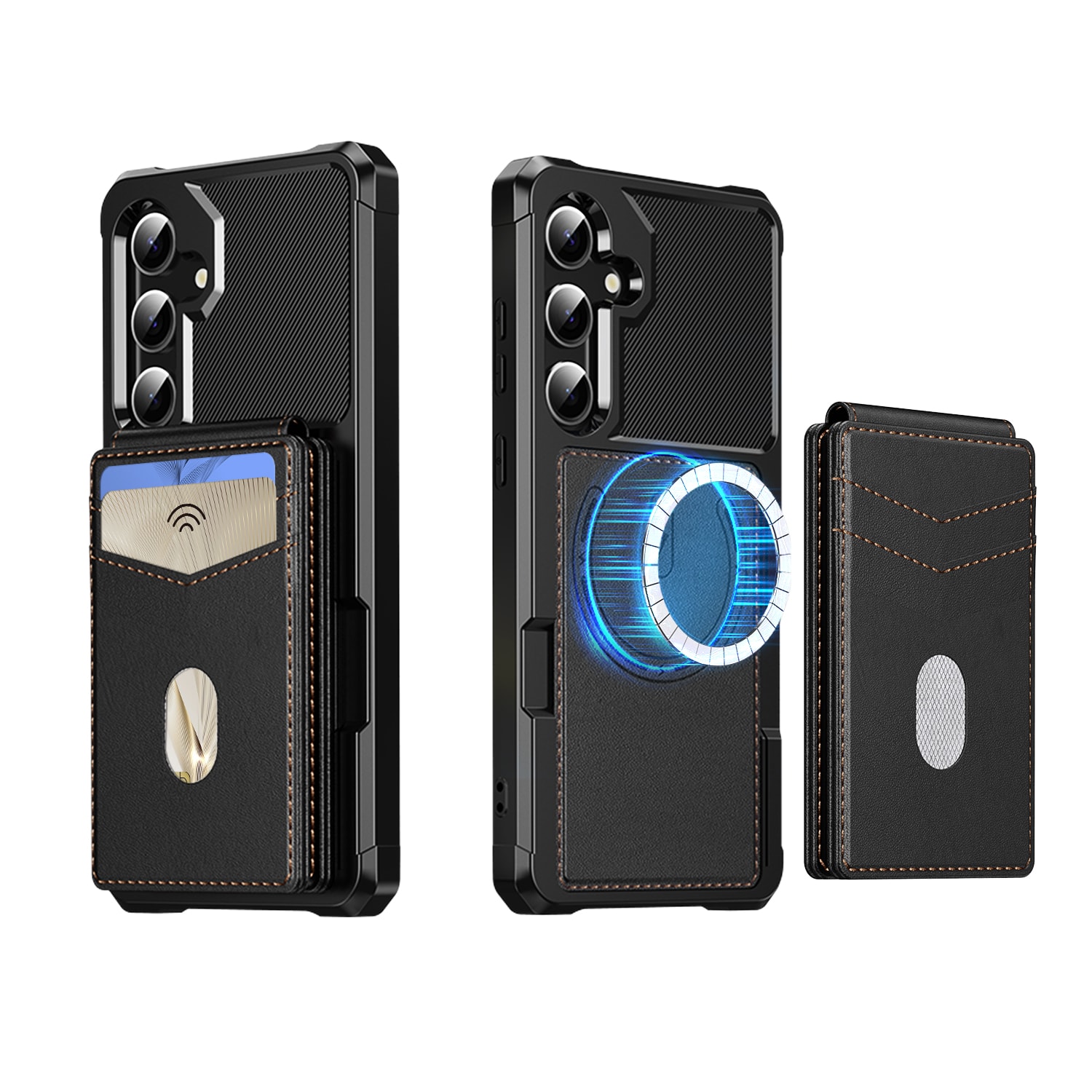 Magnetisk deksel med kortholder Samsung Galaxy S24 Svart