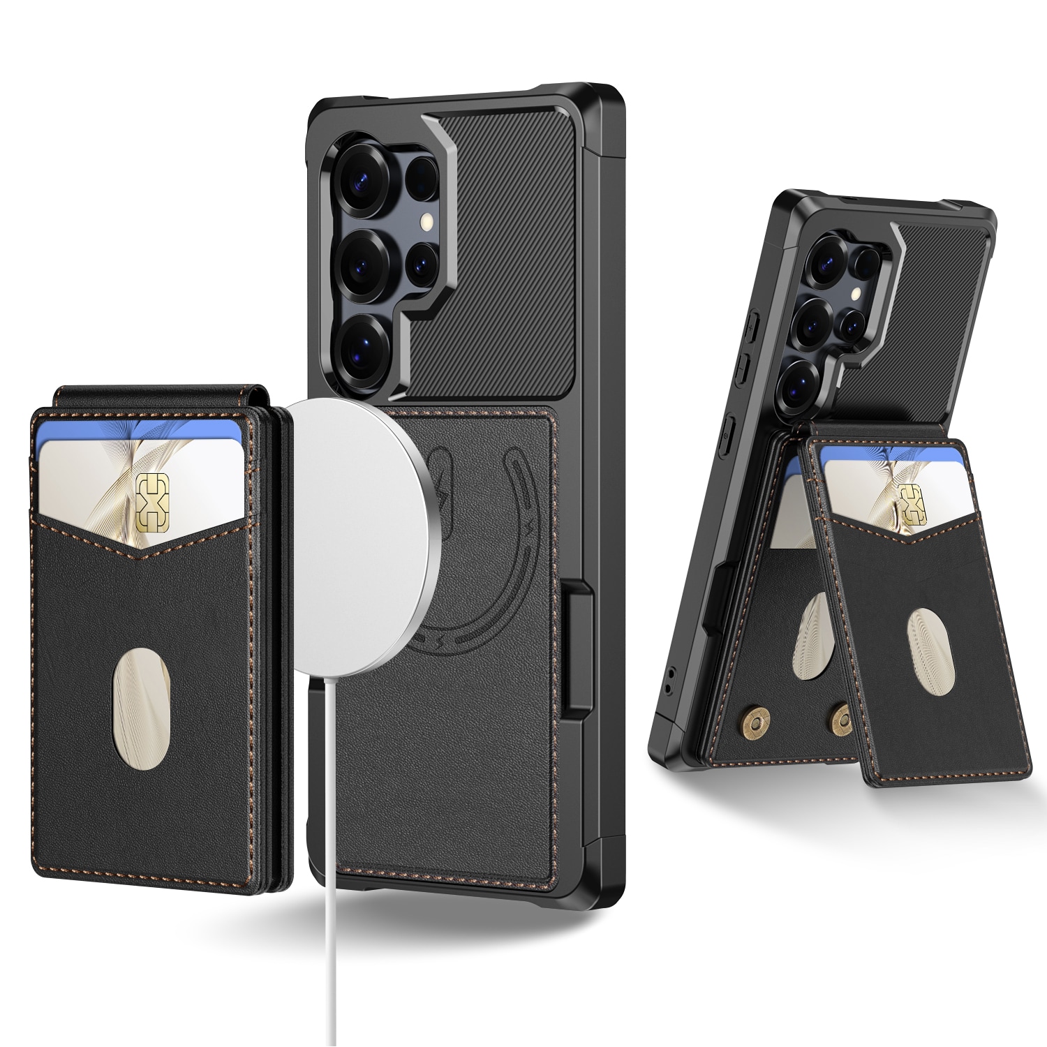 Magnetisk deksel med kortholder Samsung Galaxy S24 Ultra Svart