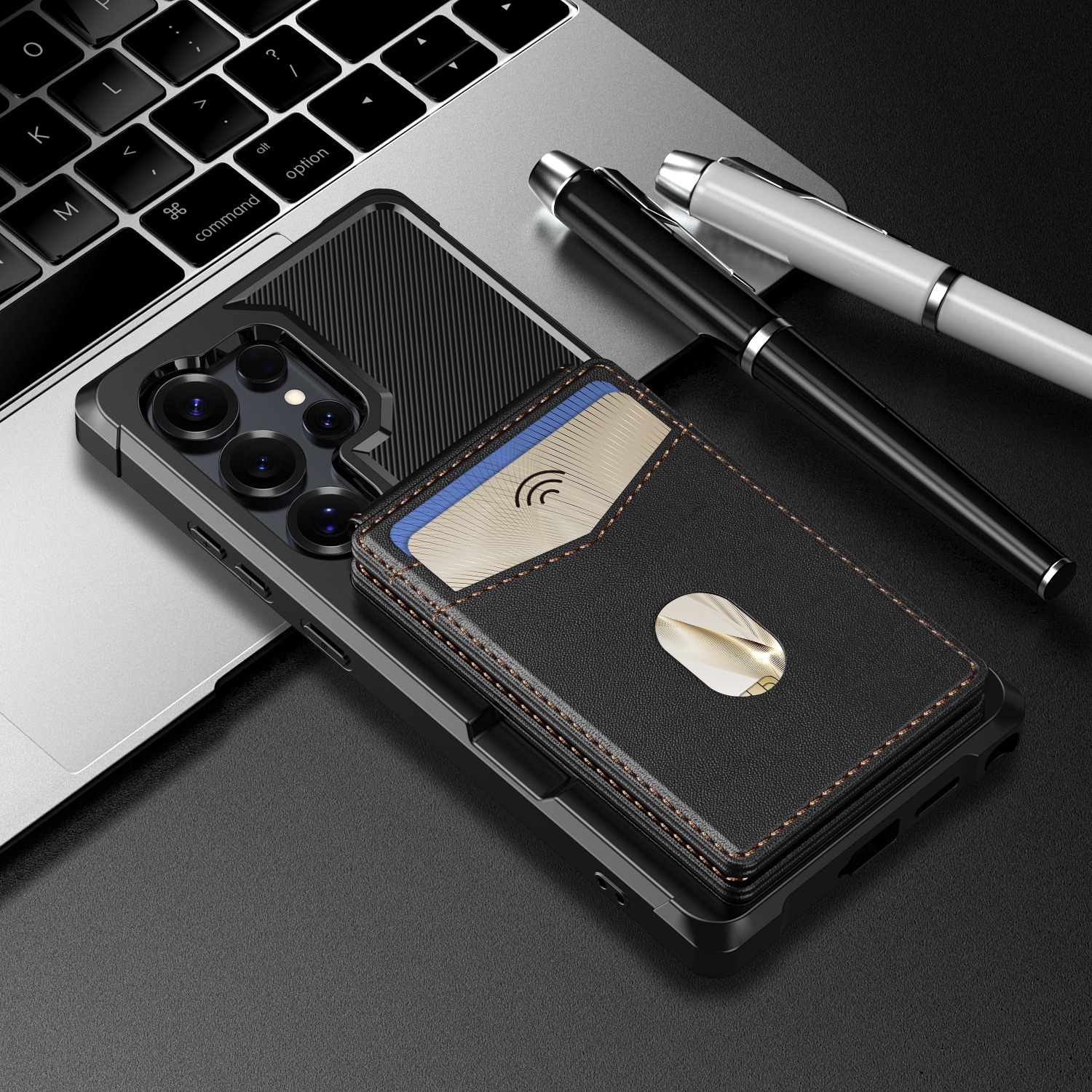 Magnetisk deksel med kortholder Samsung Galaxy S24 Ultra Svart