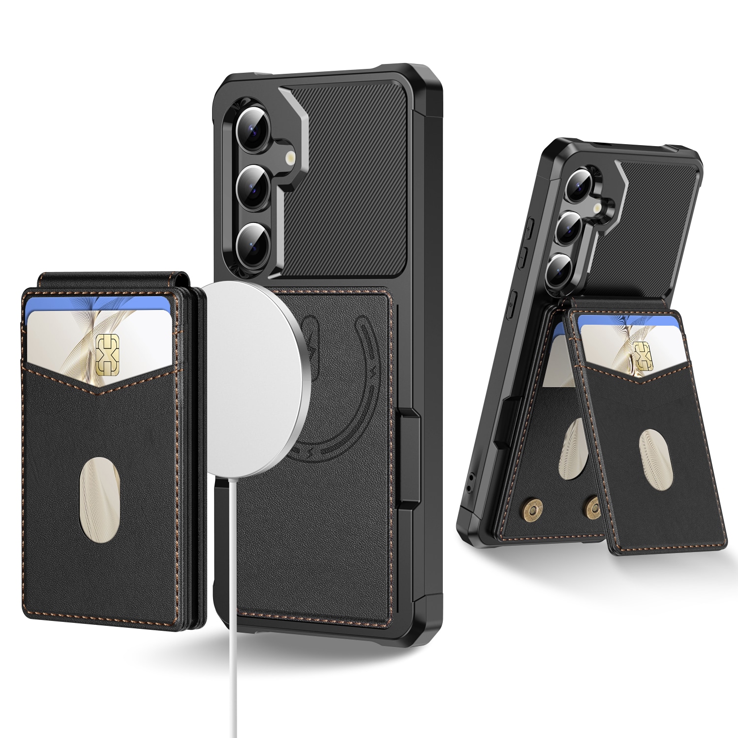 Magnetisk deksel med kortholder Samsung Galaxy S25 Svart