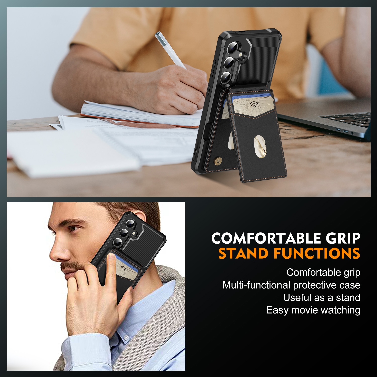 Magnetisk deksel med kortholder Samsung Galaxy S25 Svart