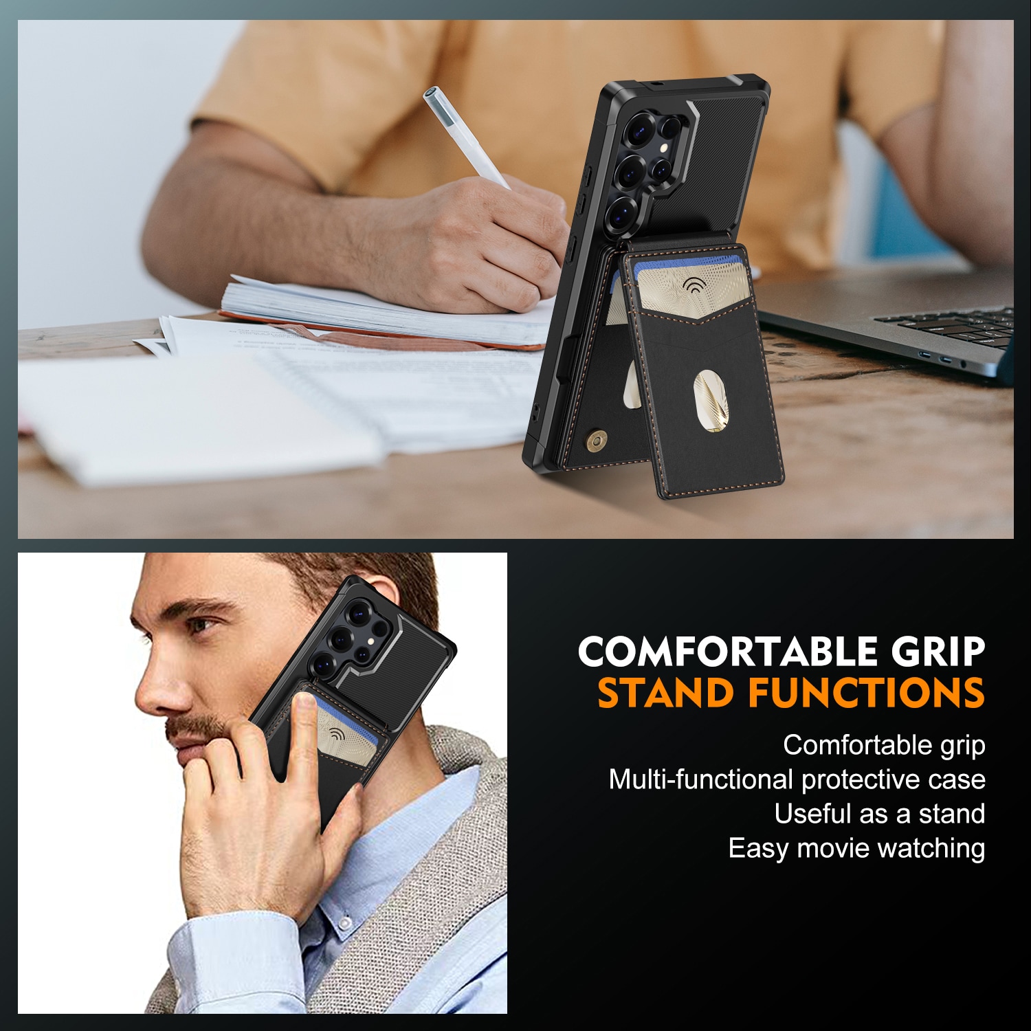 Magnetisk deksel med kortholder Samsung Galaxy S25 Ultra Svart