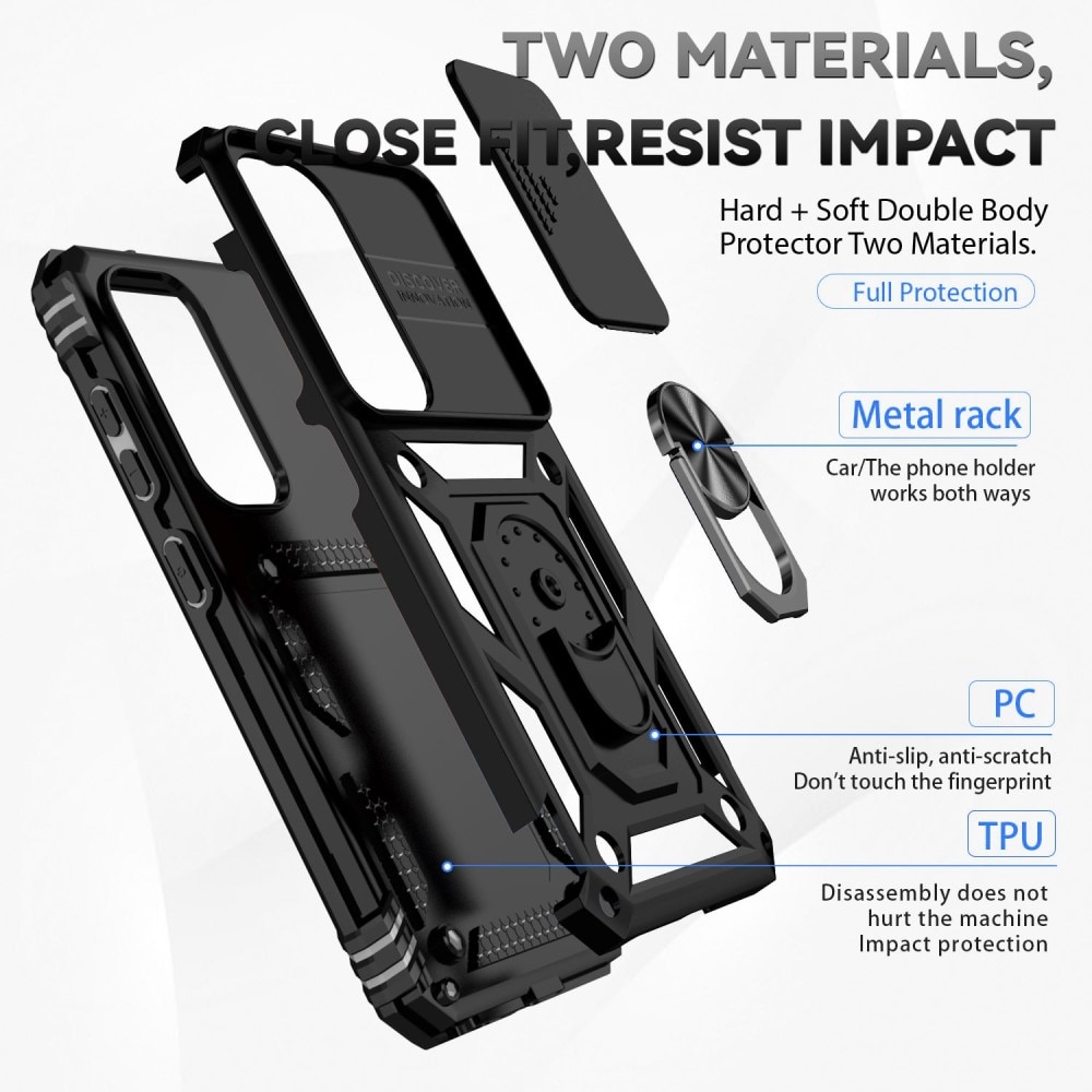 Hybriddeksel Tech Ring+Kamerabeskyttelse Samsung Galaxy S23 svart
