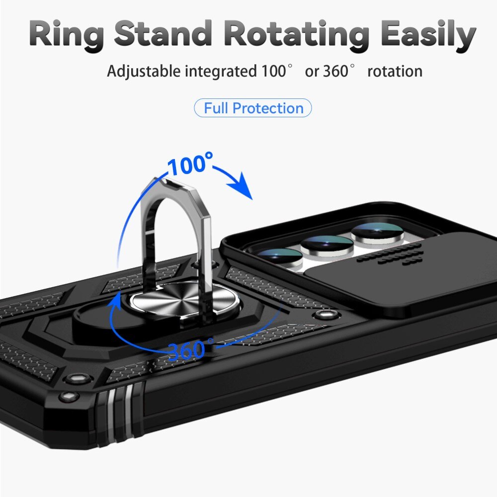 Hybriddeksel Ring + Kamerabeskyttelse Samsung Galaxy S23 Plus Svart