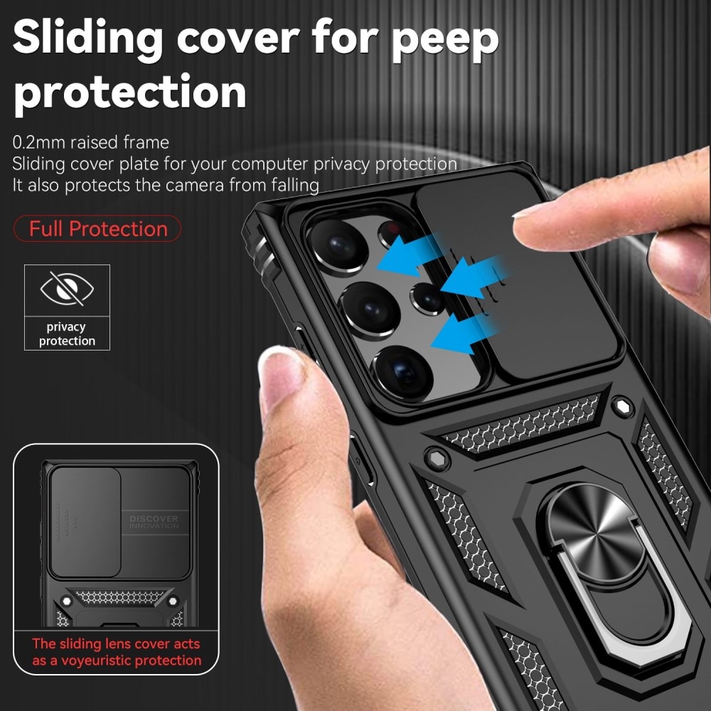 Hybriddeksel Tech Ring+Kamerabeskyttelse Samsung Galaxy S23 Ultra svart