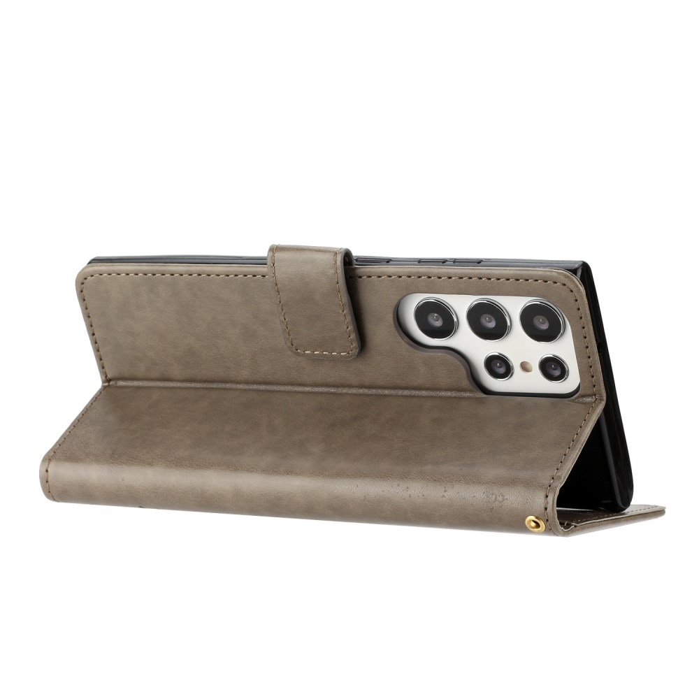 Lærveske Sommerfugler Samsung Galaxy S23 Ultra Grå