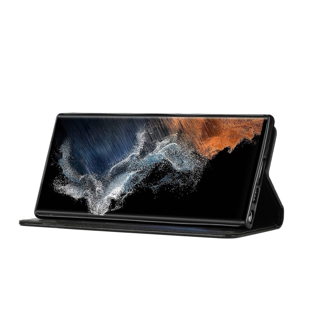 Lærveske Sommerfugler Samsung Galaxy S23 Ultra Svart