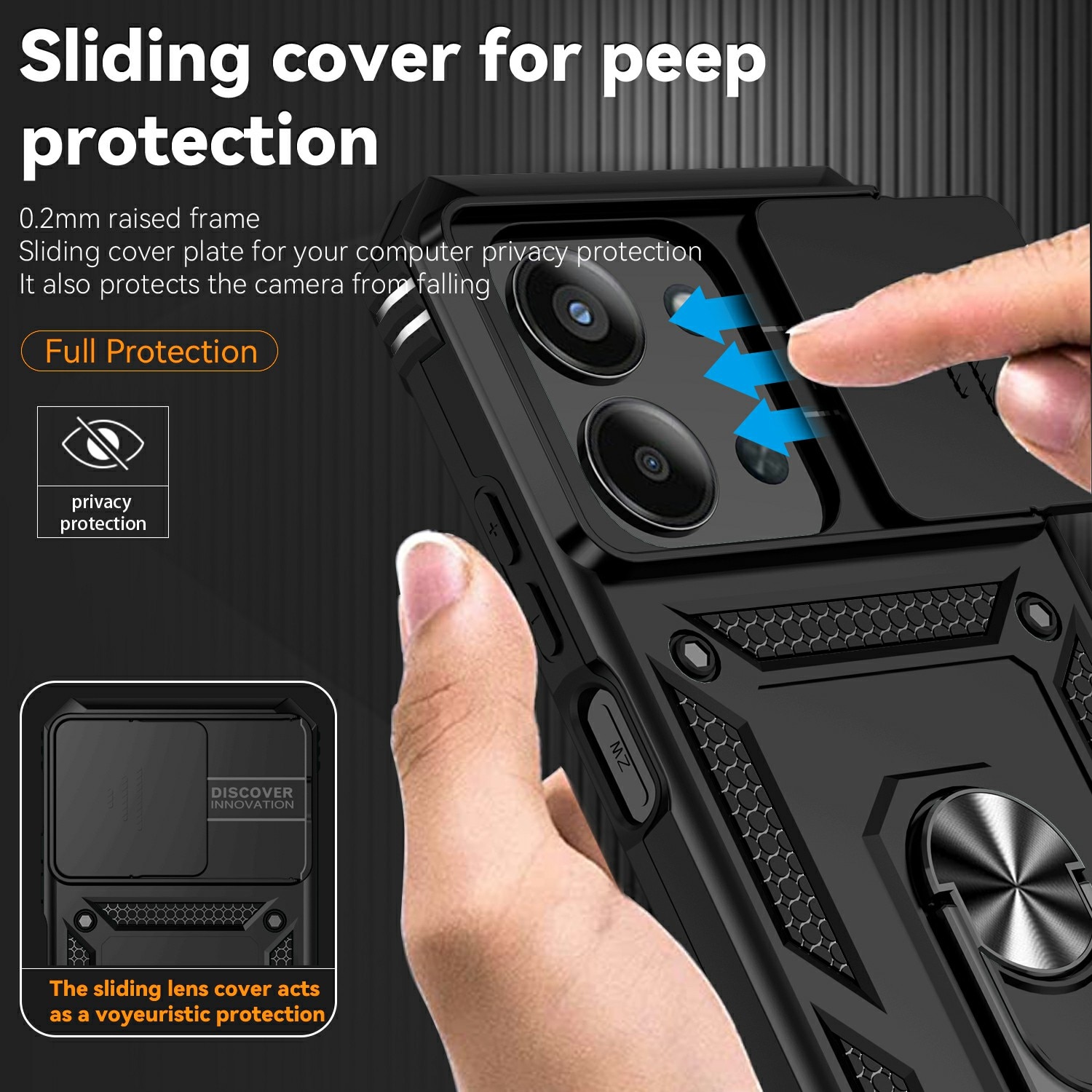 Hybriddeksel Ring + Kamerabeskyttelse Xiaomi Redmi 15C Svart