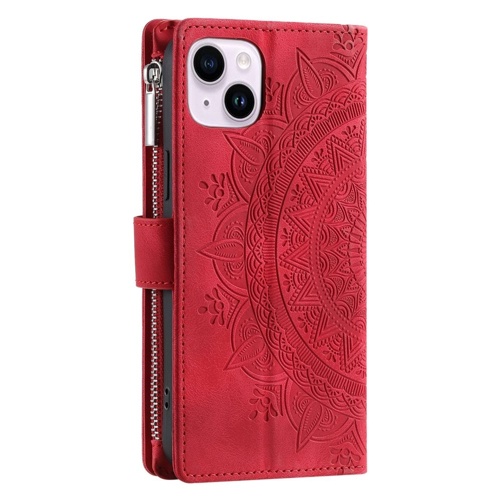 Lommebokveske iPhone 14 Mandala rød