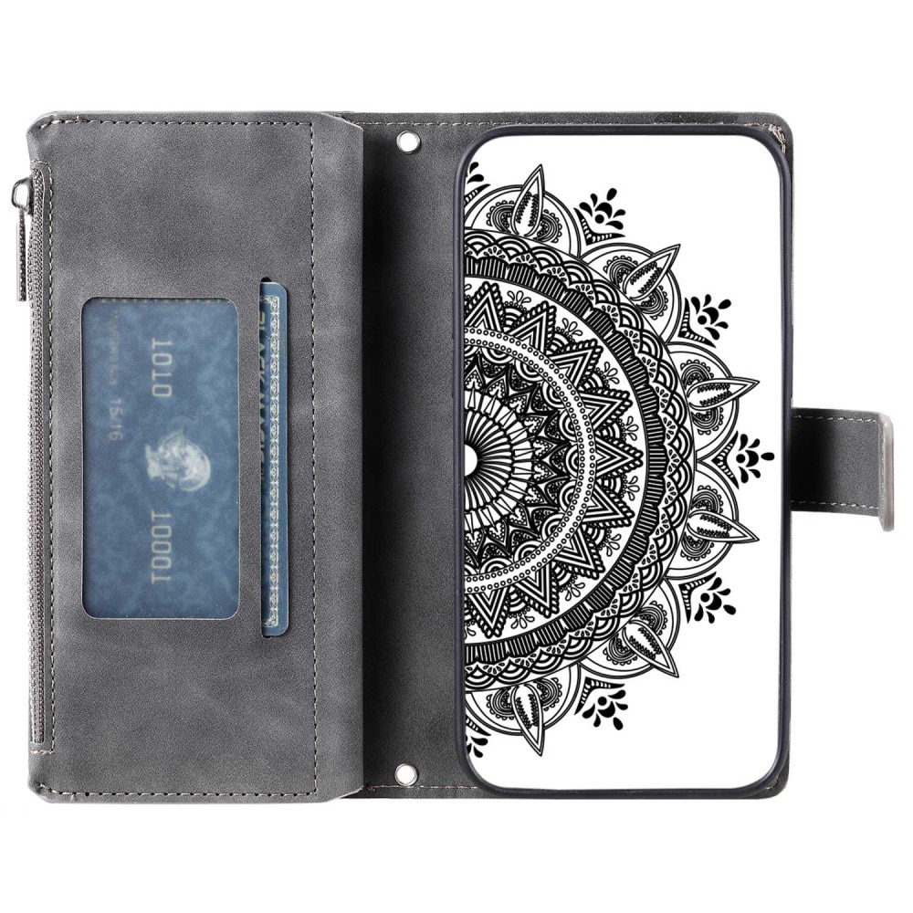 Lommebokveske iPhone 14 Mandala grå