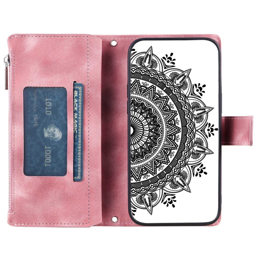 Lommebokveske iPhone 14 Mandala rosa