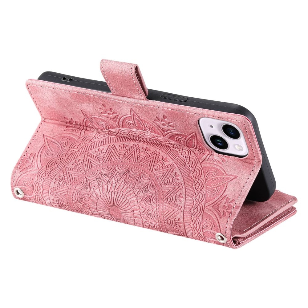 Lommebokveske iPhone 14 Mandala rosa