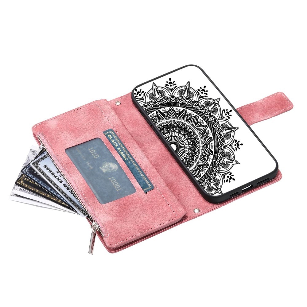 Lommebokveske iPhone 14 Mandala rosa