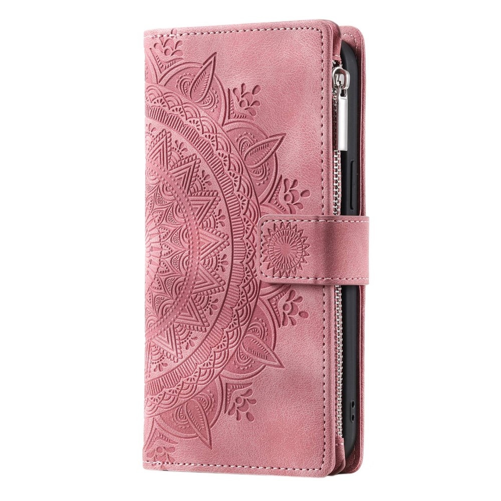 Lommebokveske iPhone 14 Mandala rosa