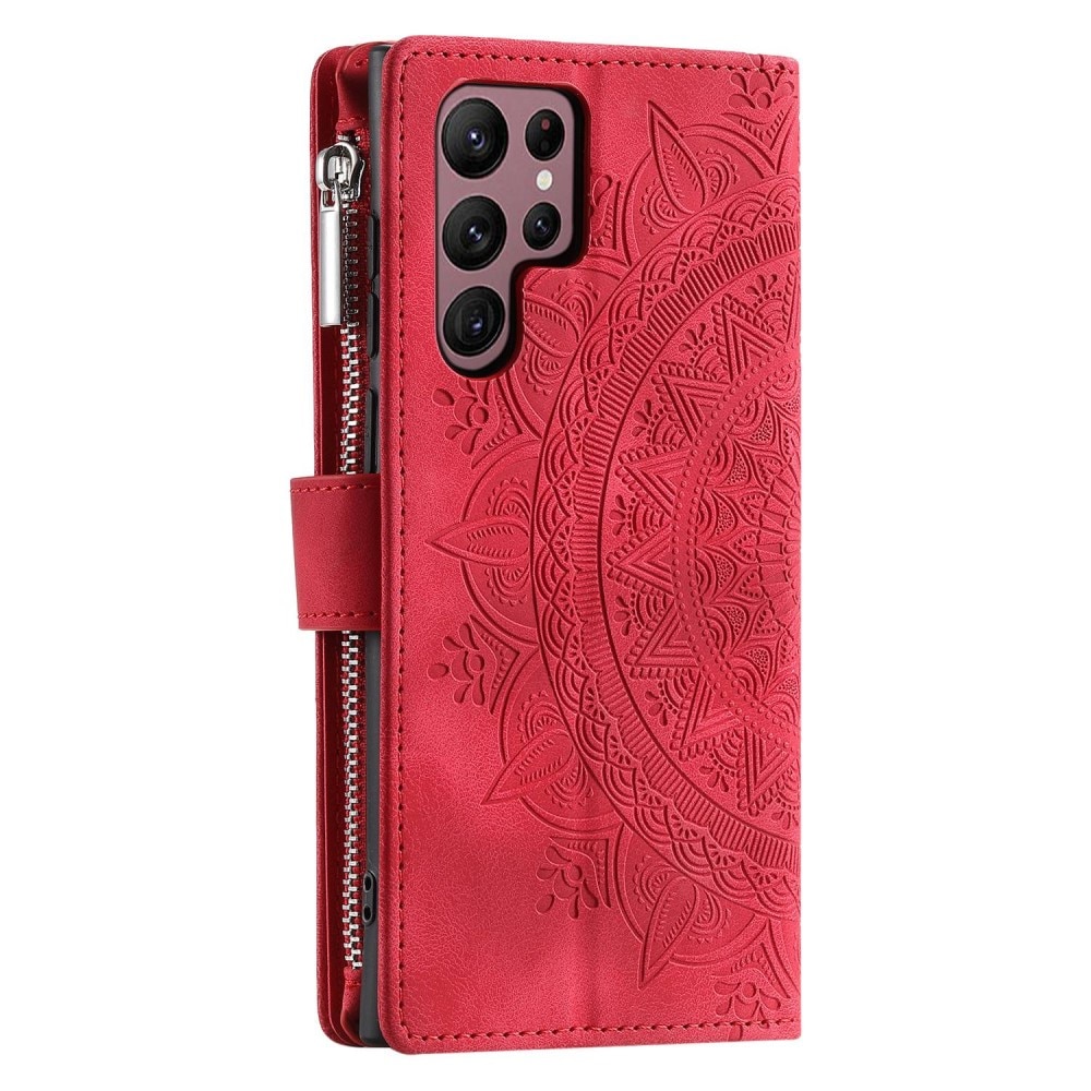 Lommebokveske Samsung Galaxy S23 Ultra Mandala rød