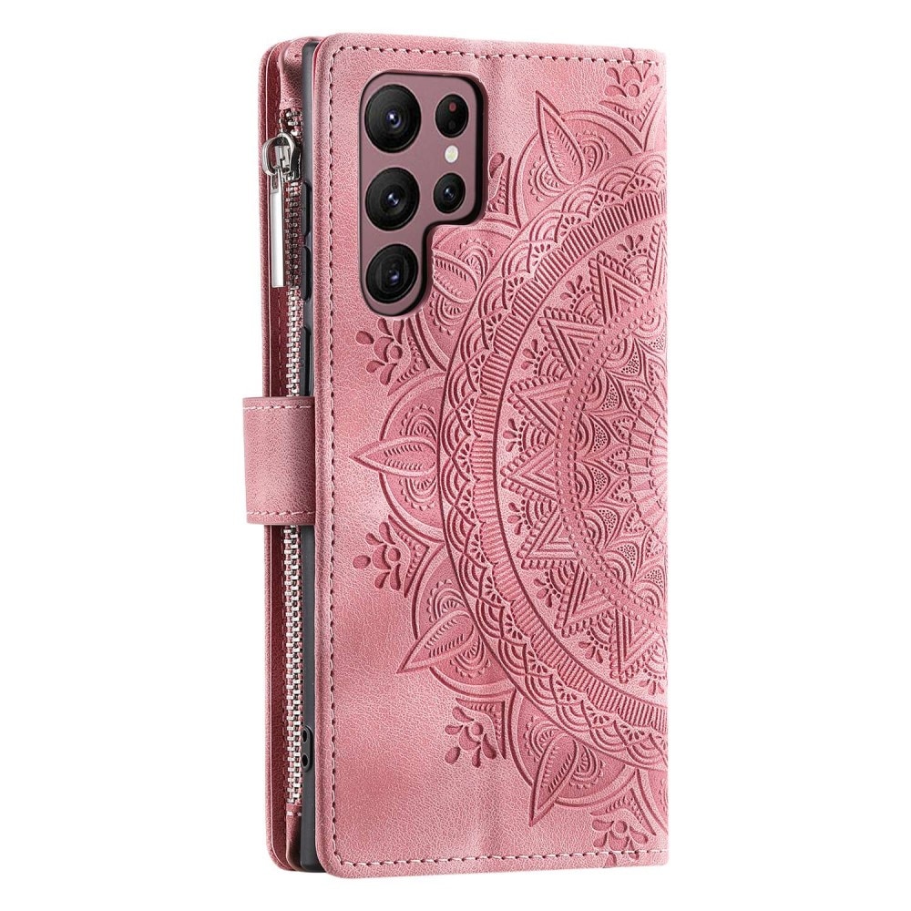 Lommebokveske Samsung Galaxy S23 Ultra Mandala rosa