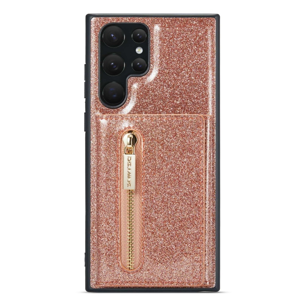 Magnetic Card Slot Case Samsung Galaxy S23 Ultra Glitter rosegull