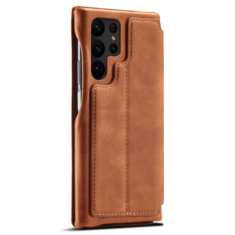 Slim Lommebokdeksel Samsung Galaxy S23 Ultra cognac