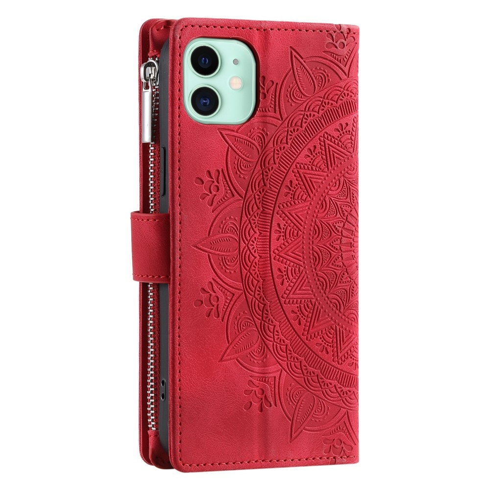 Lommebokveske iPhone 12 Mini Mandala rød