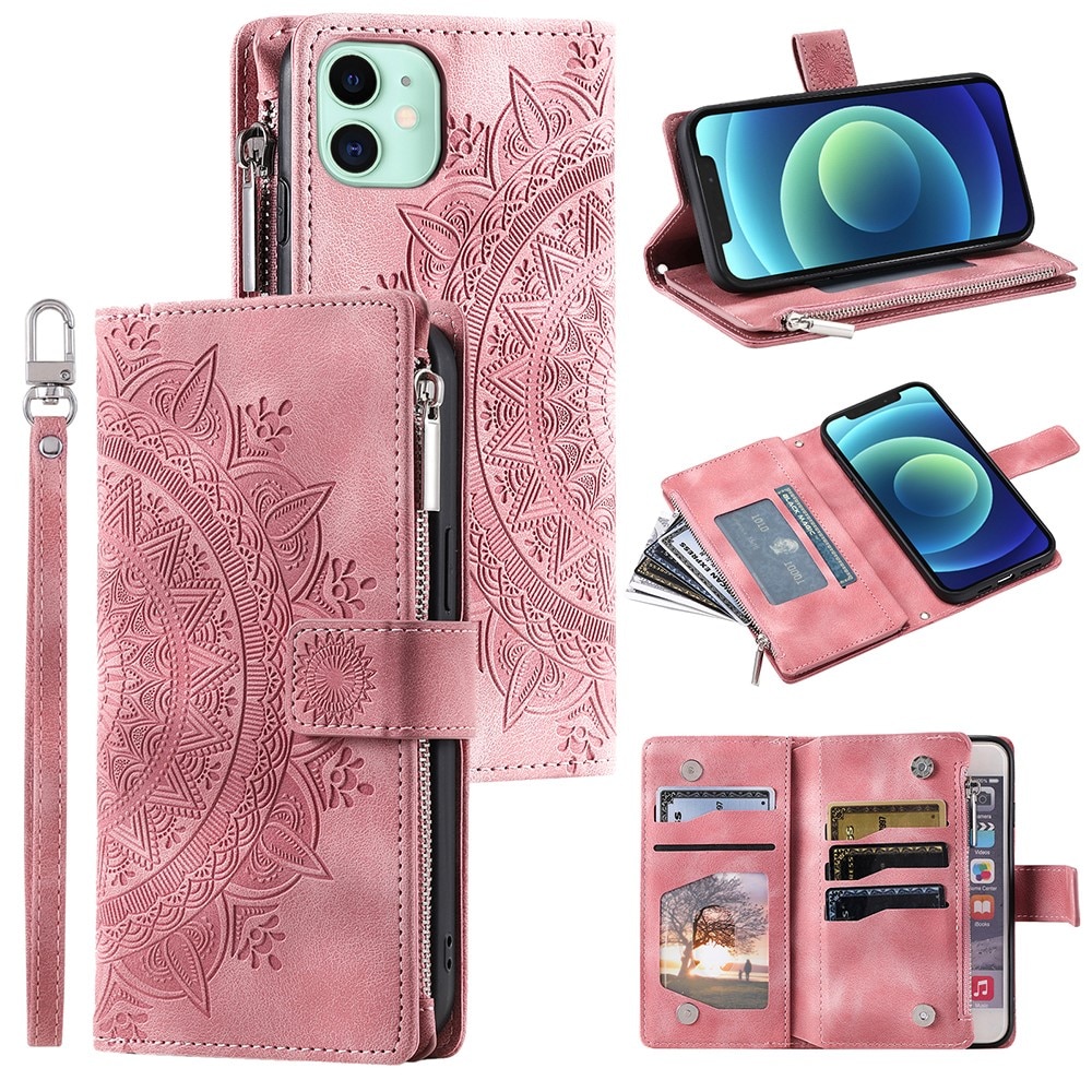 Lommebokveske iPhone 12 Mini Mandala rosa