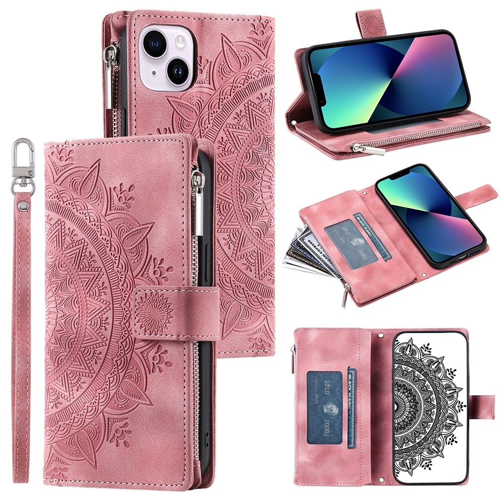 Lommebokveske iPhone 13 Mini Mandala rosa