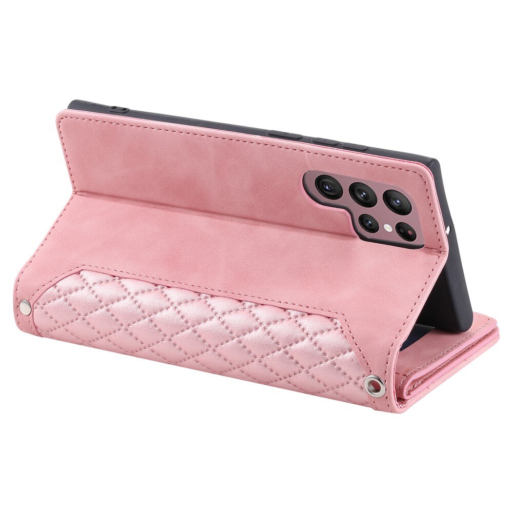 Lommebokveske Samsung Galaxy S23 Ultra Quilted Rosa