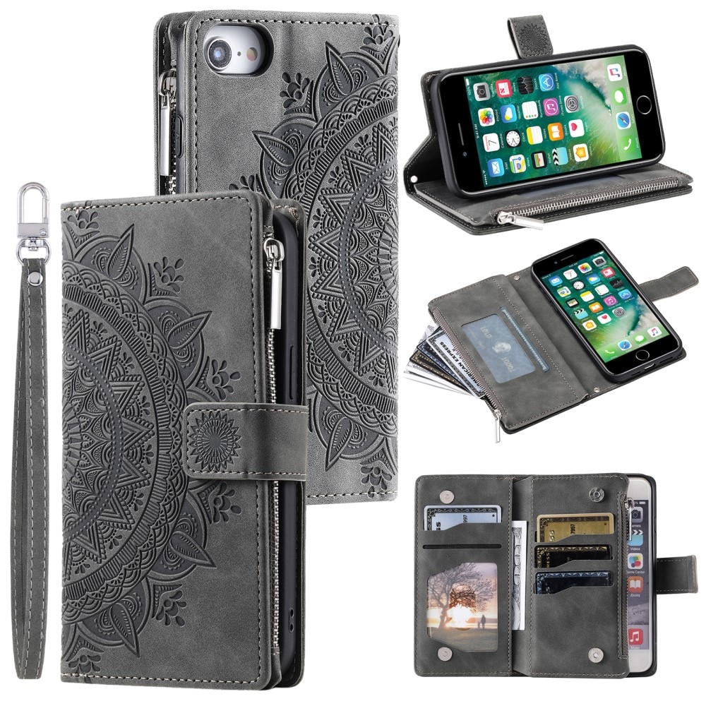 Lommebokveske iPhone SE (2020) Mandala grå