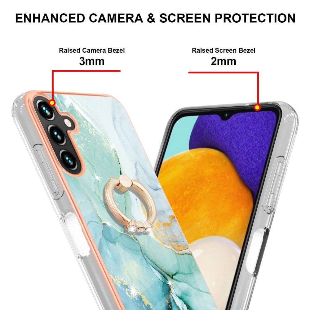 TPU Deksel Finger Ring Kickstand Samsung Galaxy A34 grønn marmor