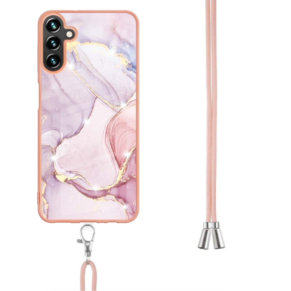 Deksel Halskjede Samsung Galaxy A54 rosa marmor