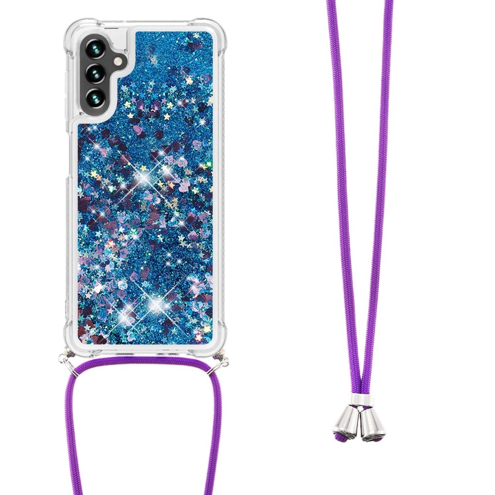 Glitter Powder TPU Deksel Halskjede Samsung Galaxy A54 blå