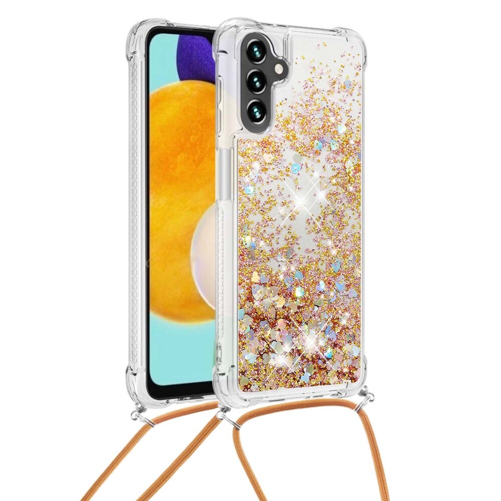 Glitter Powder TPU Deksel Halskjede Samsung Galaxy A54 gull