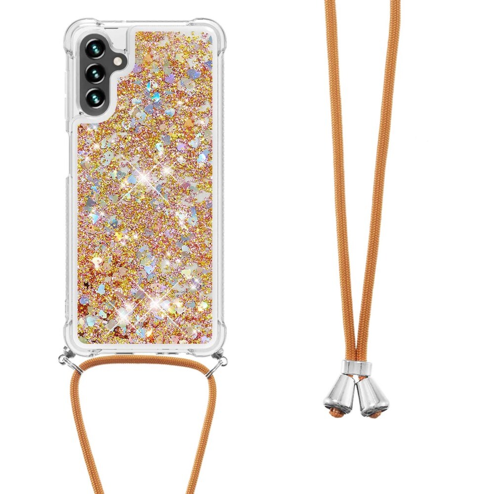Glitter Powder TPU Deksel Halskjede Samsung Galaxy A54 gull
