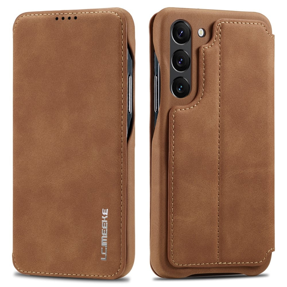 Slim Lommebokdeksel Samsung Galaxy S23 cognac