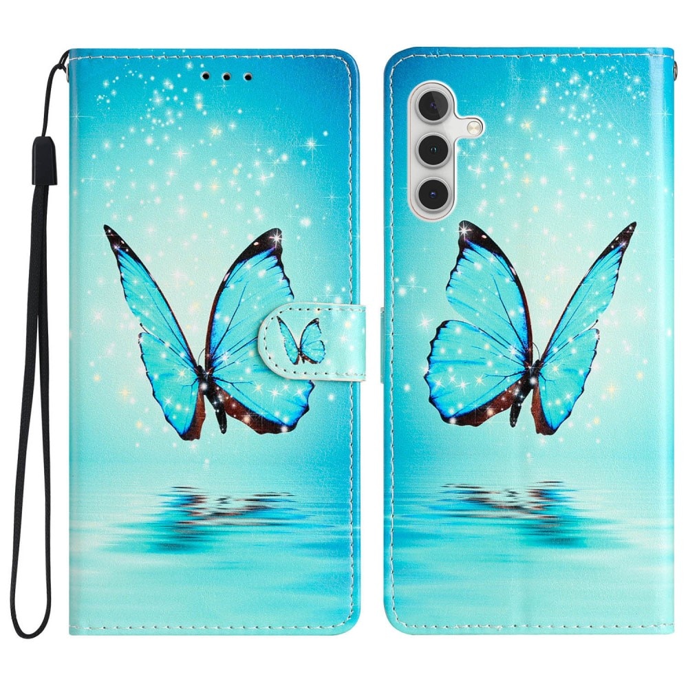 Mobilveske Samsung Galaxy A54 blå sommerfugler