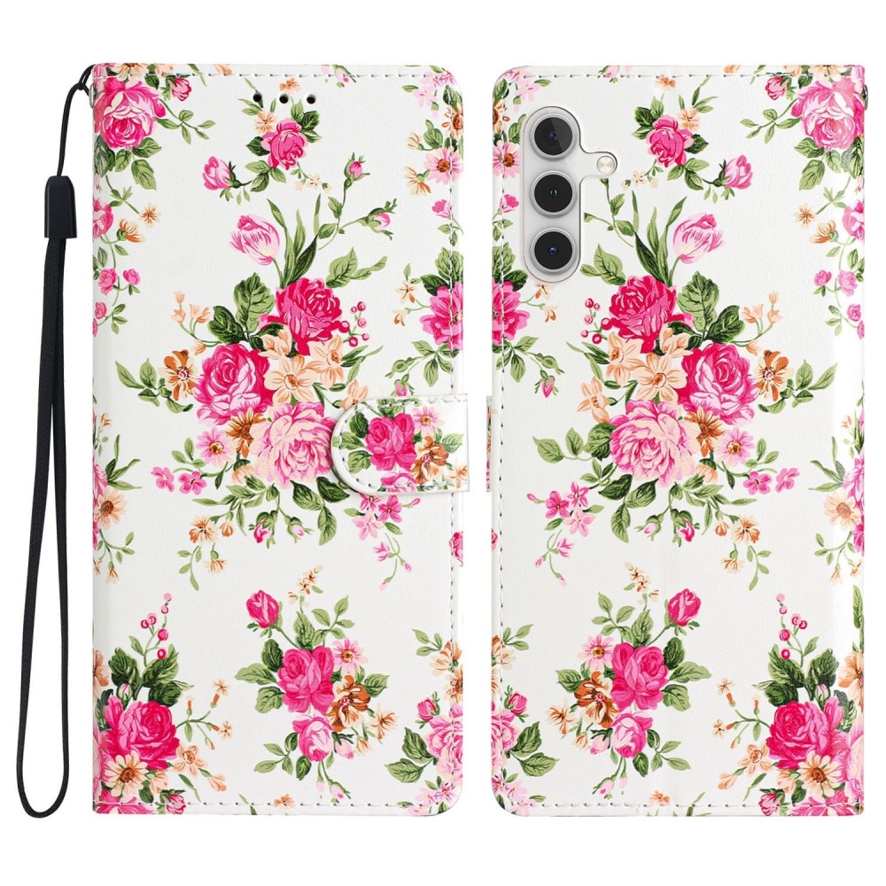 Mobilveske Samsung Galaxy A54 rosa blomster