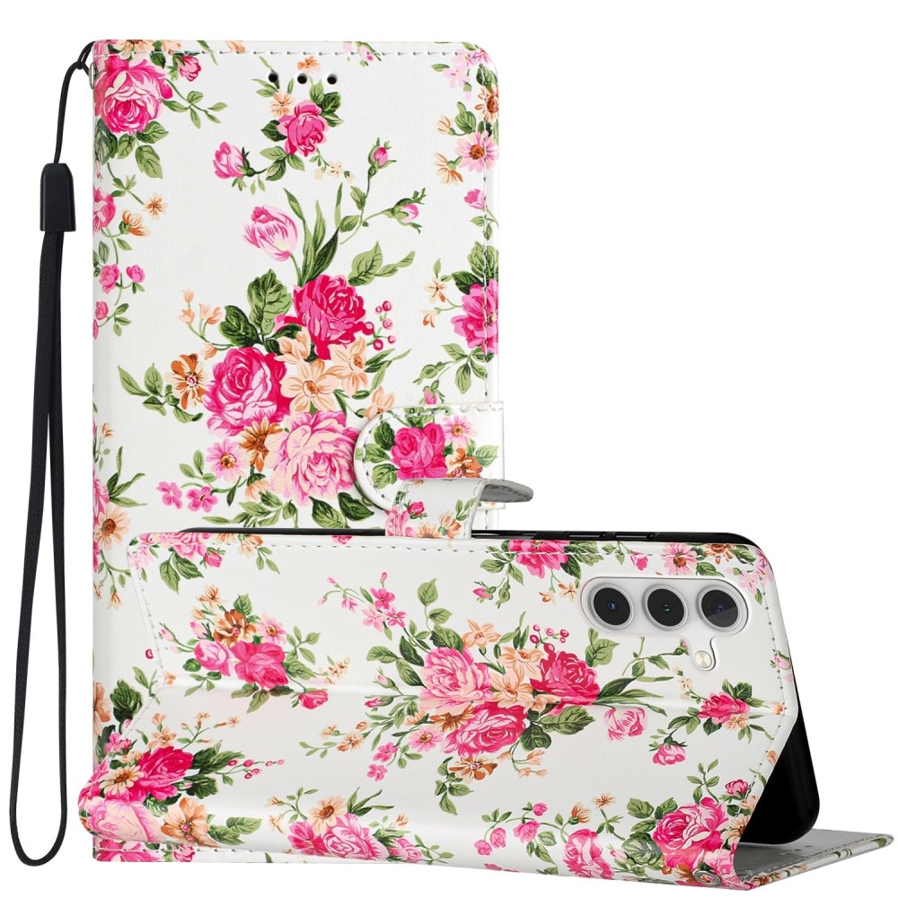 Mobilveske Samsung Galaxy A54 rosa blomster