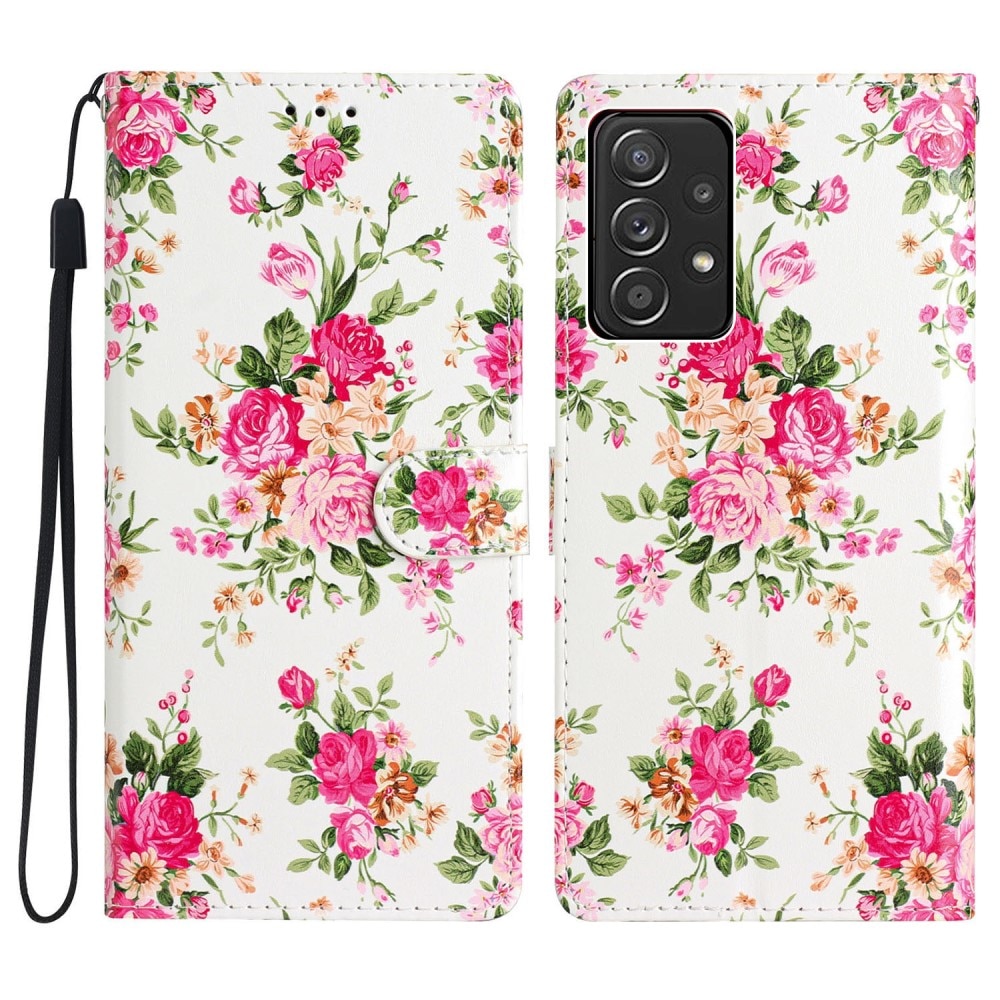 Mobilveske Samsung Galaxy A53 rosa blomster