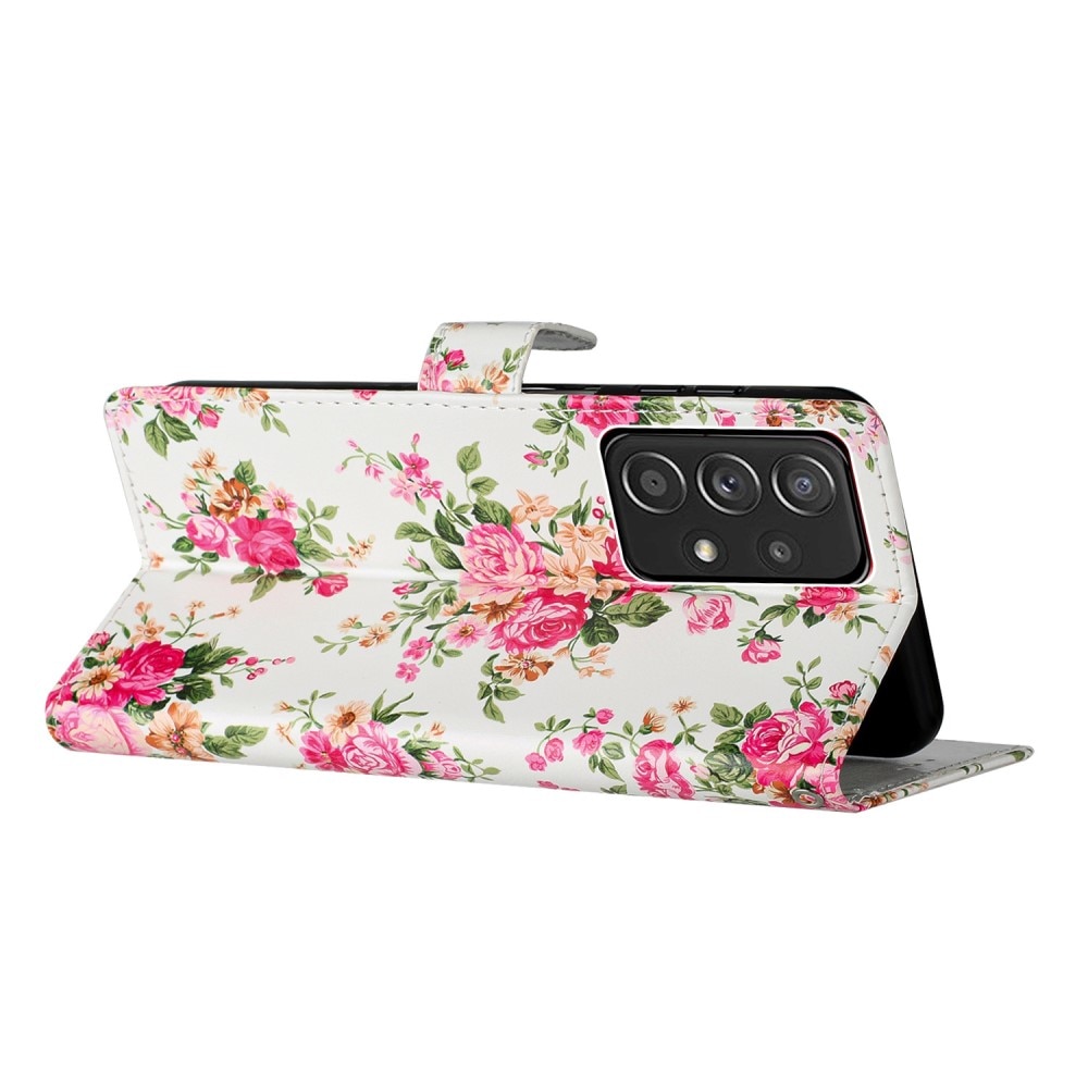 Mobilveske Samsung Galaxy A53 rosa blomster