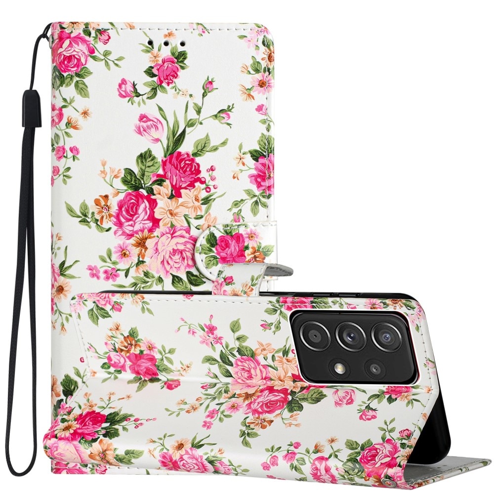 Mobilveske Samsung Galaxy A53 rosa blomster