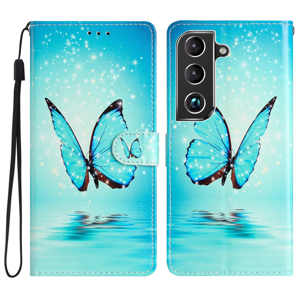 Mobilveske Samsung Galaxy S22 blå sommerfugler