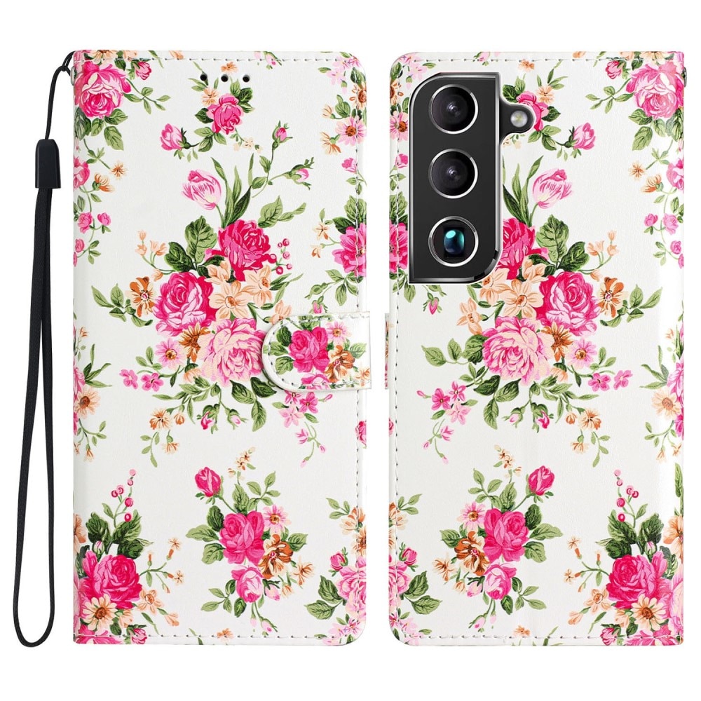 Mobilveske Samsung Galaxy S22 rosa blomster