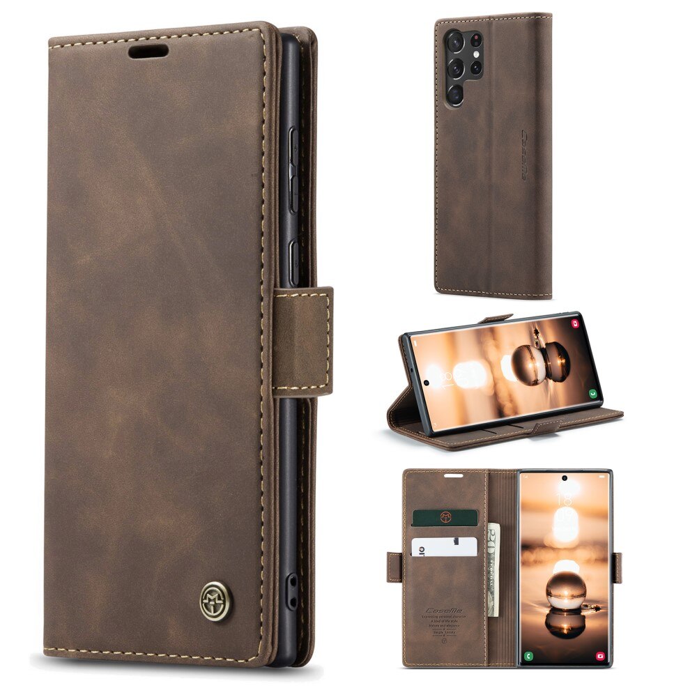 Slim Lommebokveske Samsung Galaxy S23 Ultra Brun