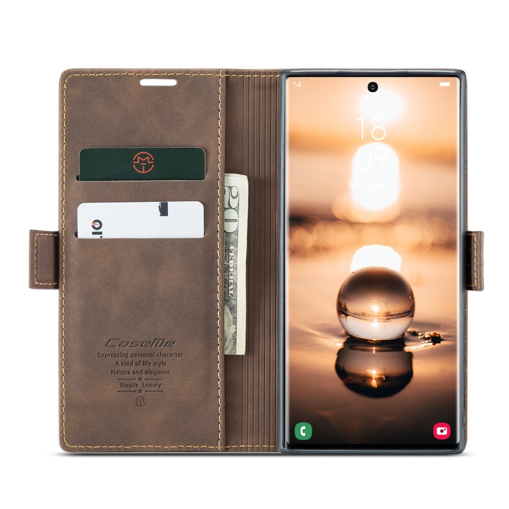 Slim Lommebokveske Samsung Galaxy S23 Ultra Brun